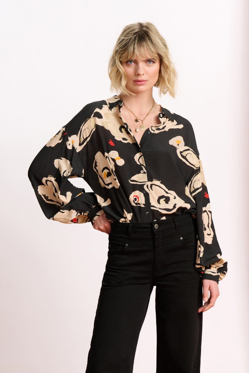 POM Amsterdam Blouses Black / 34 BLOUSE - Flower Glory Black