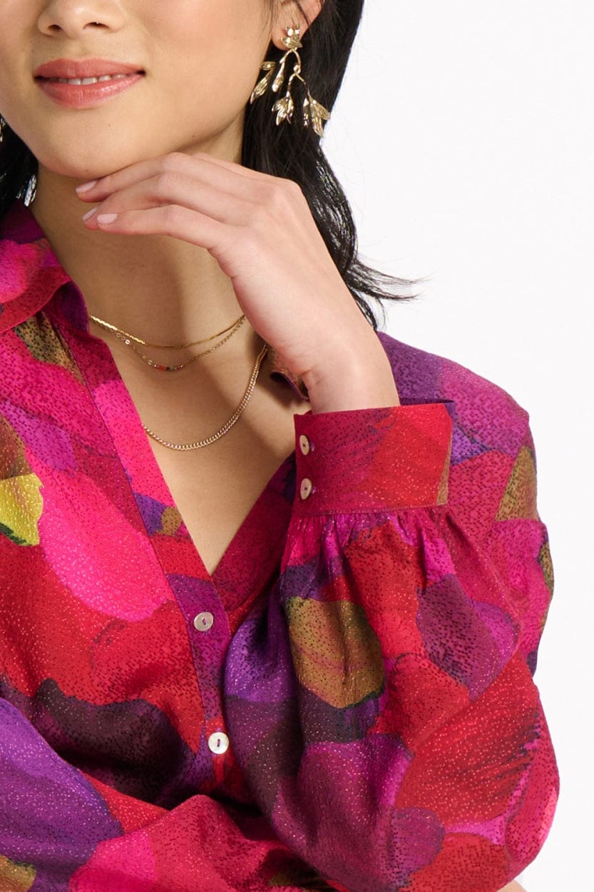 POM Amsterdam Blouses BLOUSE - Brushwork Fiery Pink