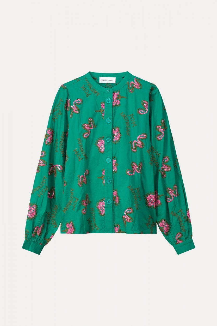 POM Amsterdam Blouses BLOUSE - Fern Green Shine