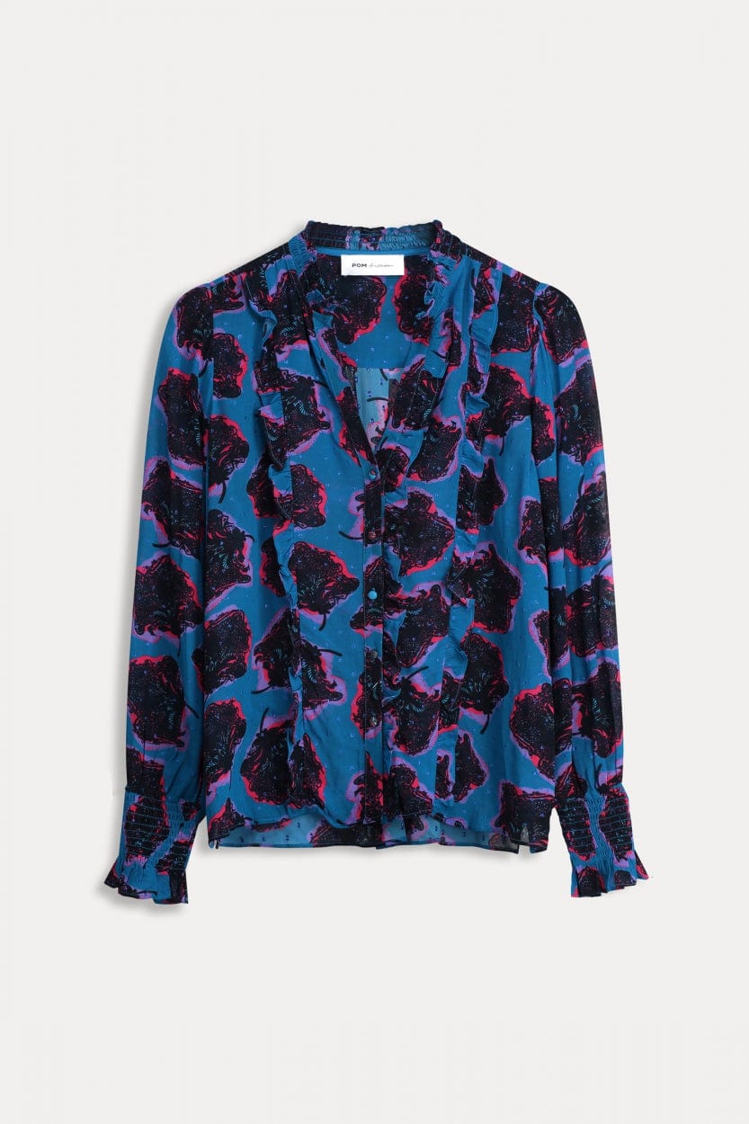 POM Amsterdam Blouses BLOUSE - Flower Pop Blue