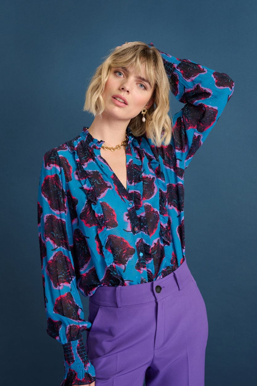 POM Amsterdam Blouses BLOUSE - Flower Pop Blue