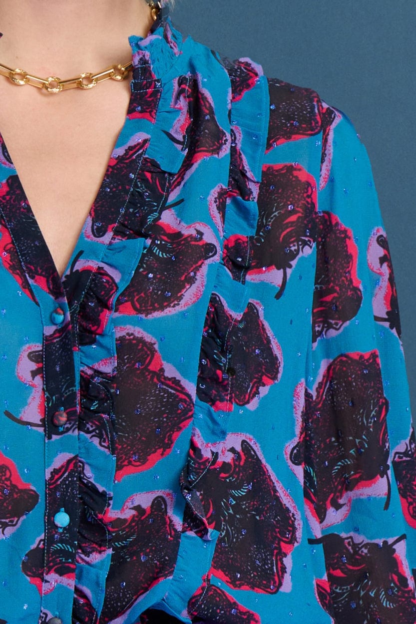 POM Amsterdam Blouses BLOUSE - Flower Pop Blue