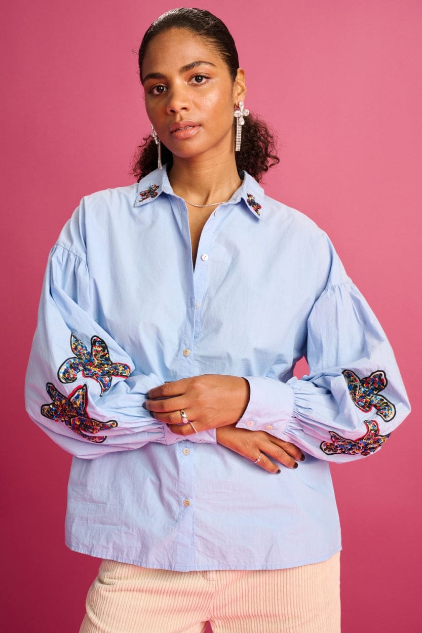 POM Amsterdam Blouses BLOUSE - Maxime Ice Blue