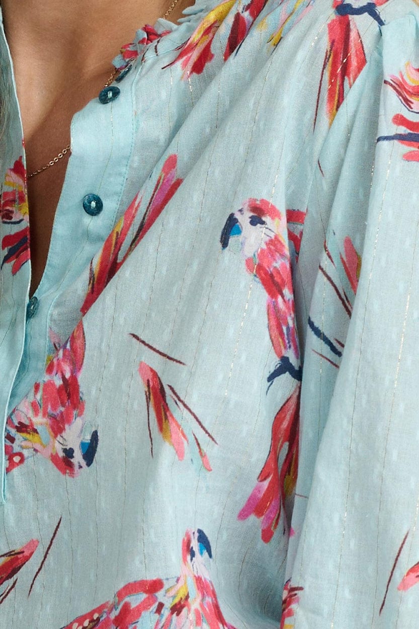 POM Amsterdam Blouses BLOUSE - Mia Parrots Blue