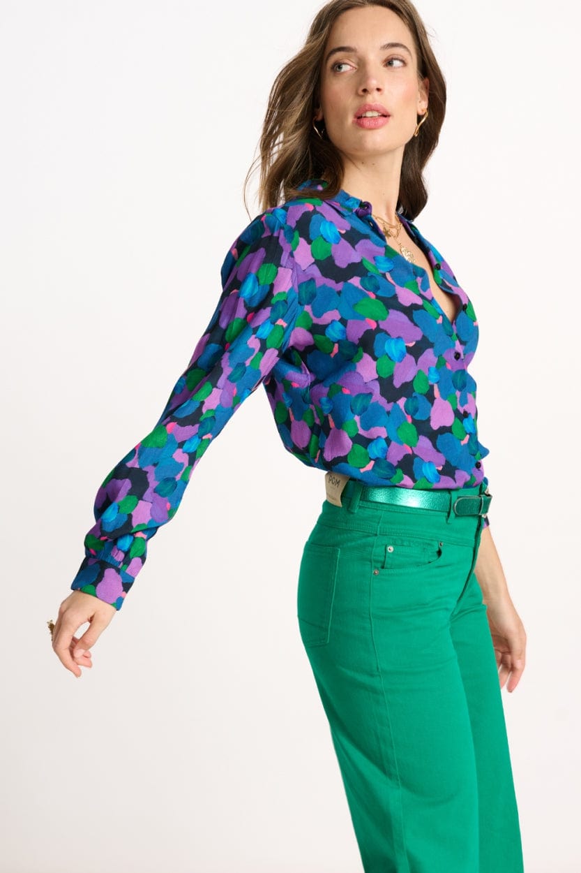 POM Amsterdam Blouses BLOUSE - Mila Brushwork Lilac