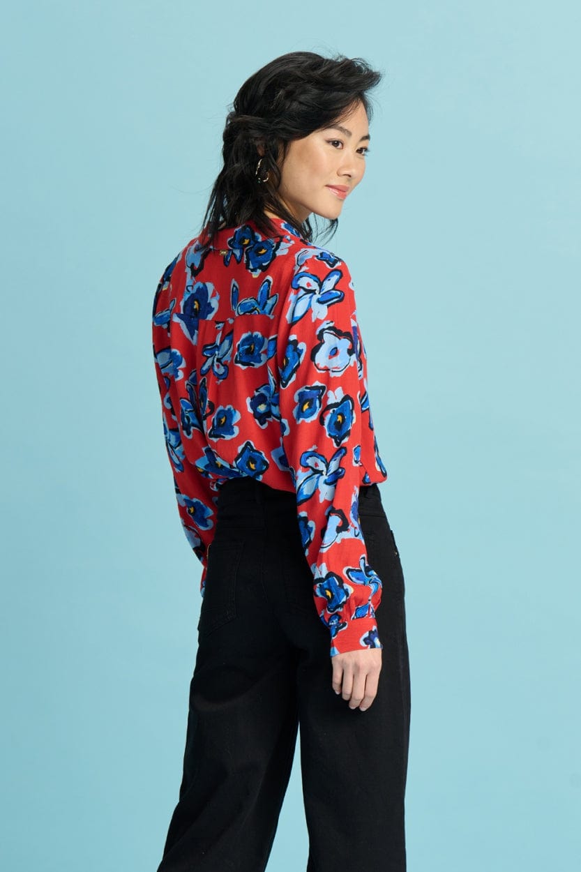 POM Amsterdam Blouses BLOUSE - Mila Flower Glory Red