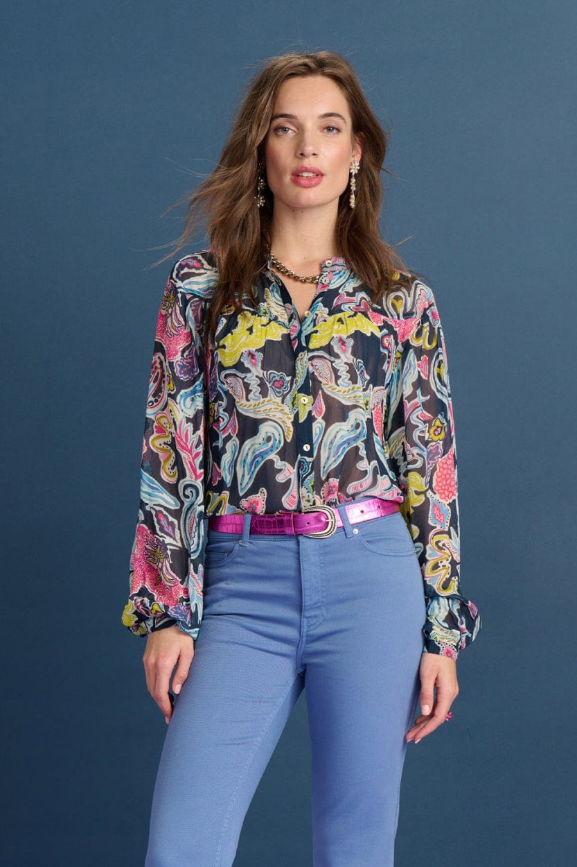 POM Amsterdam Blouses Blue / 34 BLOUSE - Full Glow Deep Blue