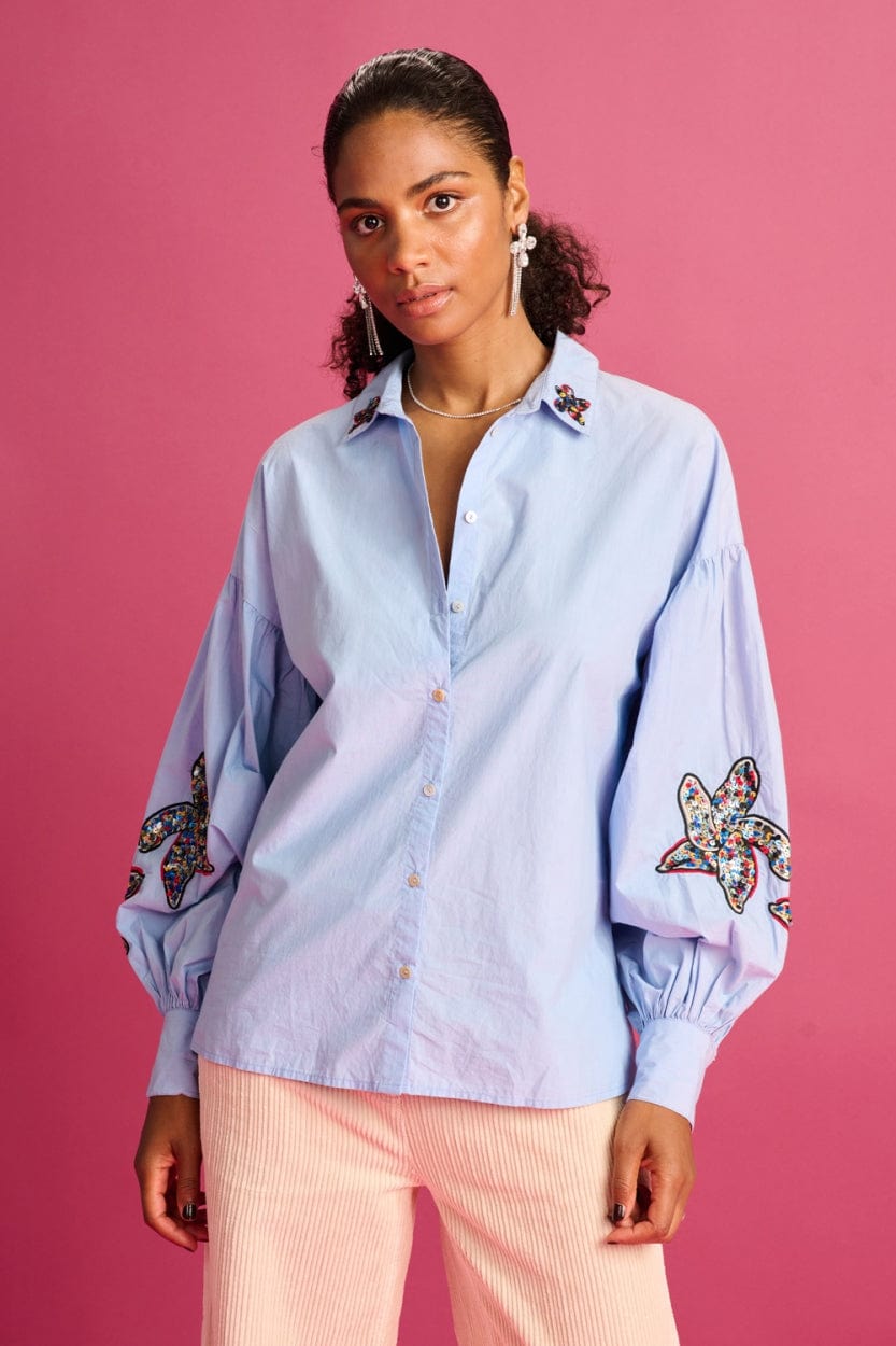 POM Amsterdam Blouses Blue / 34 BLOUSE - Maxime Ice Blue
