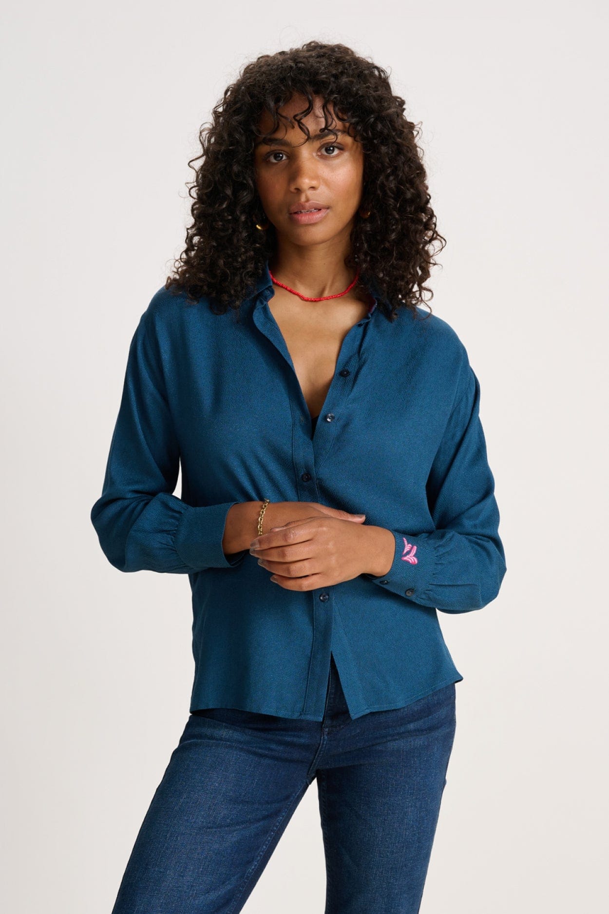 POM Amsterdam Blouses Blue / 34 BLOUSE - Milly Eternal Blue