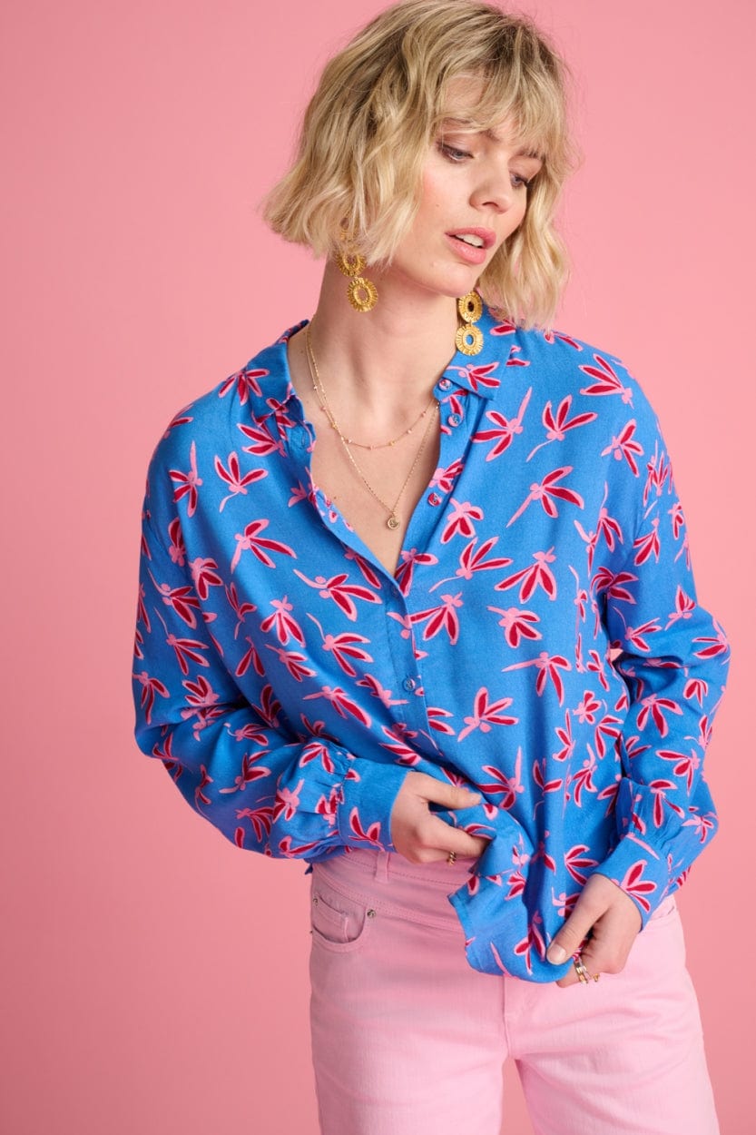 POM Amsterdam Blouses Blue / 34 BLOUSE - Milly Fly Away Blue