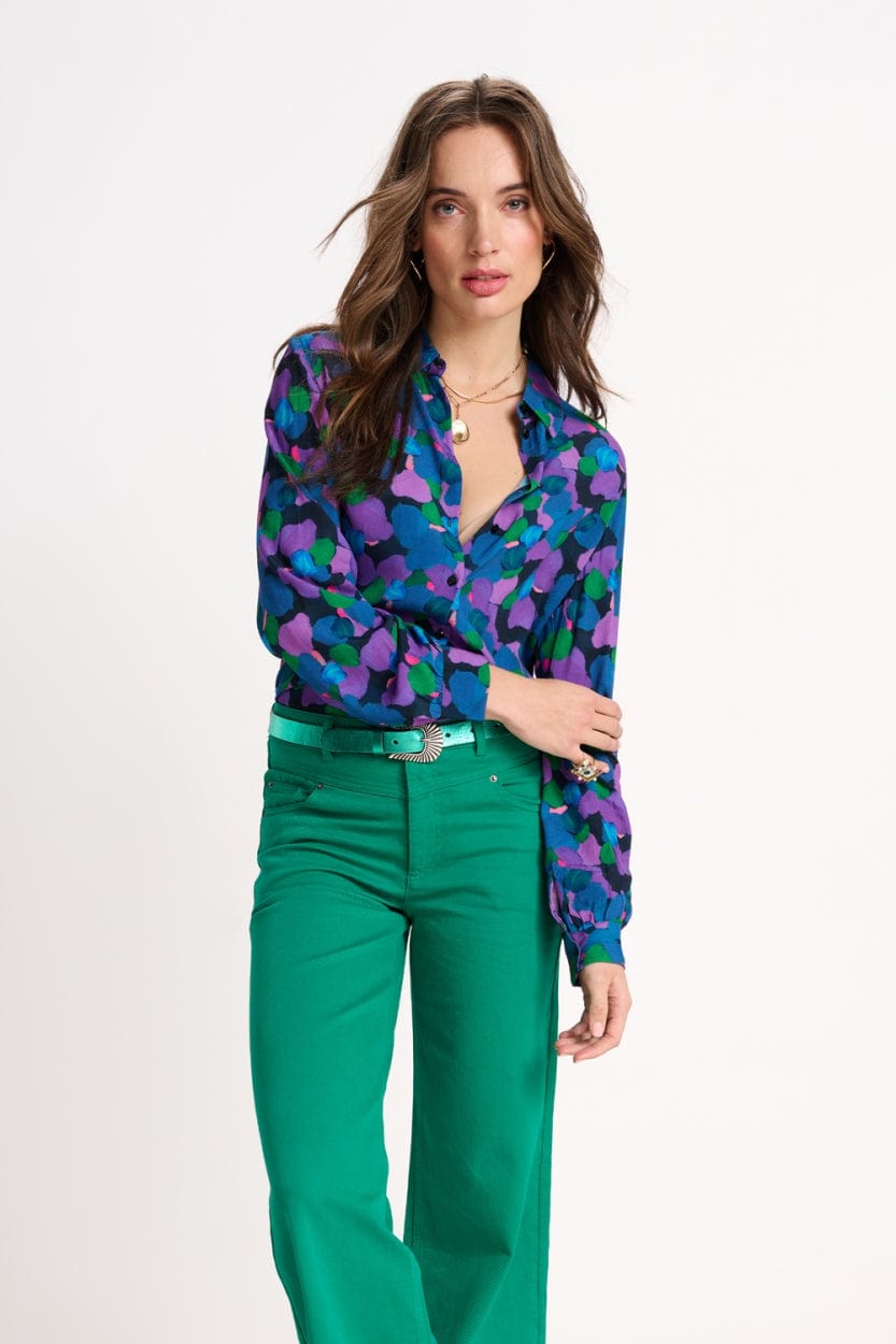 POM Amsterdam Blouses Purple / 34 BLOUSE - Mila Brushwork Lilac