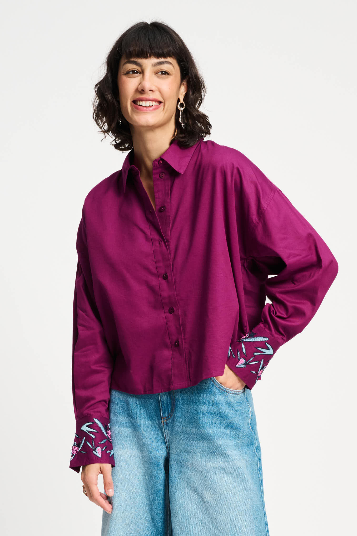 POM Amsterdam Blouses Purple / 34 BLOUSE - Plum Melange