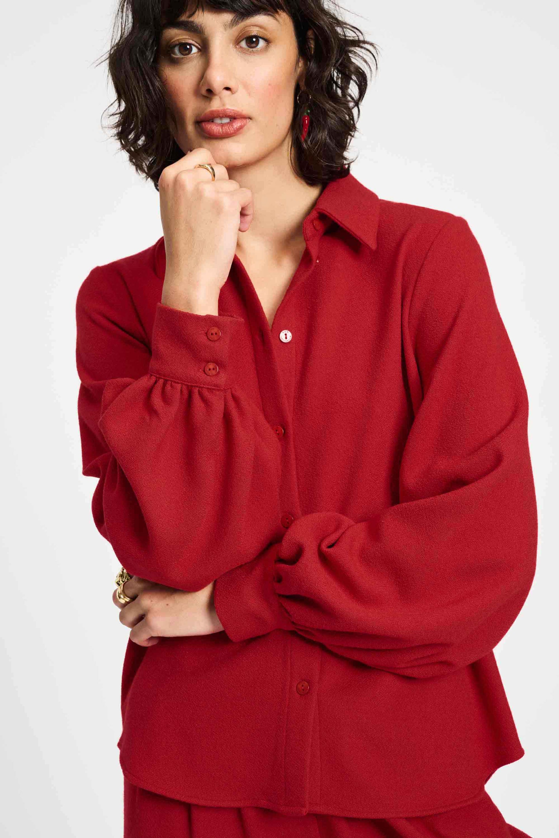 POM Amsterdam Blouses Red / 34 BLOUSE - Chili Red