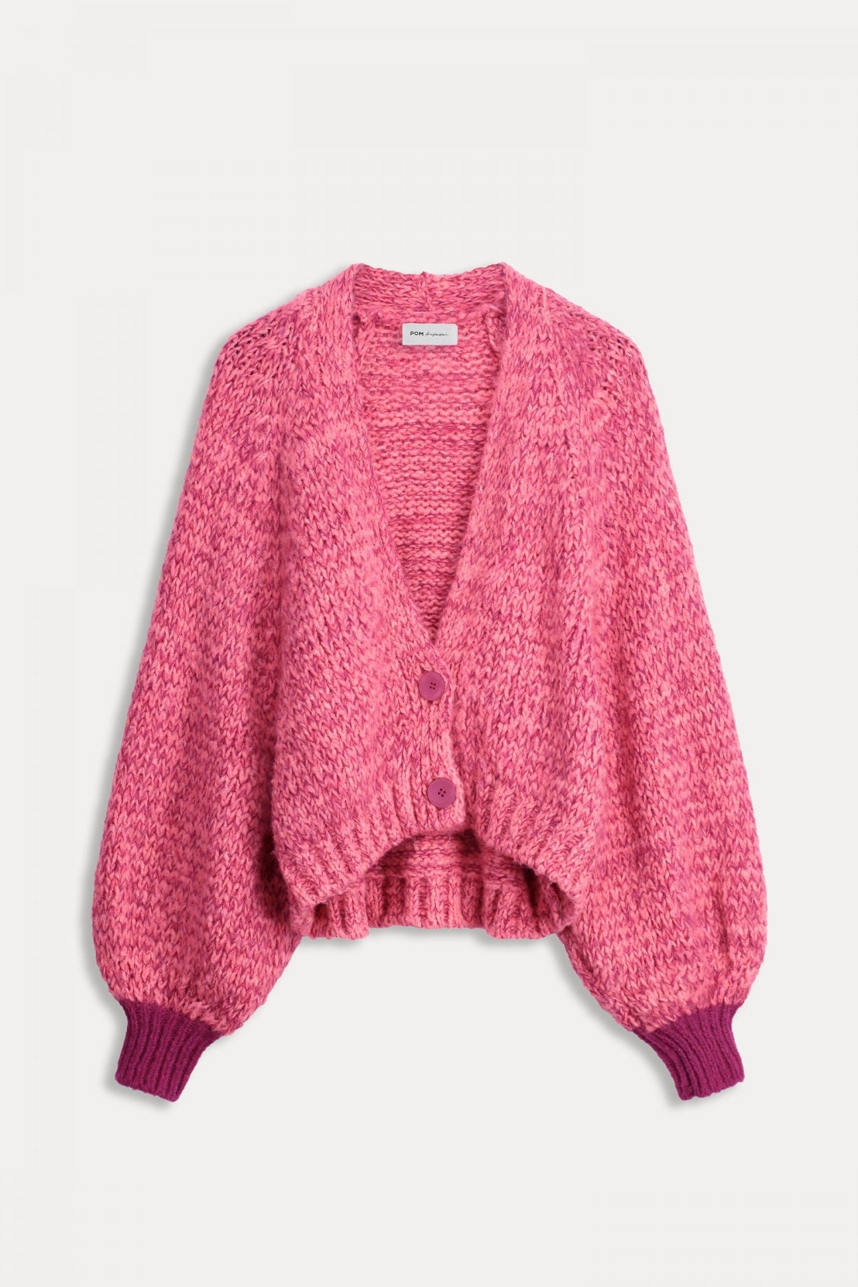 POM Amsterdam Cardigans CARDIGAN - Fiery Pink Melange