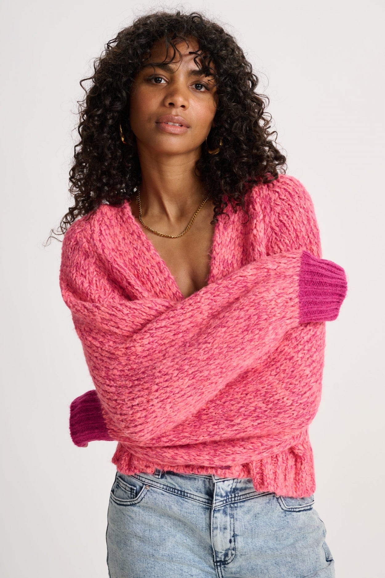 POM Amsterdam Cardigans CARDIGAN - Fiery Pink Melange