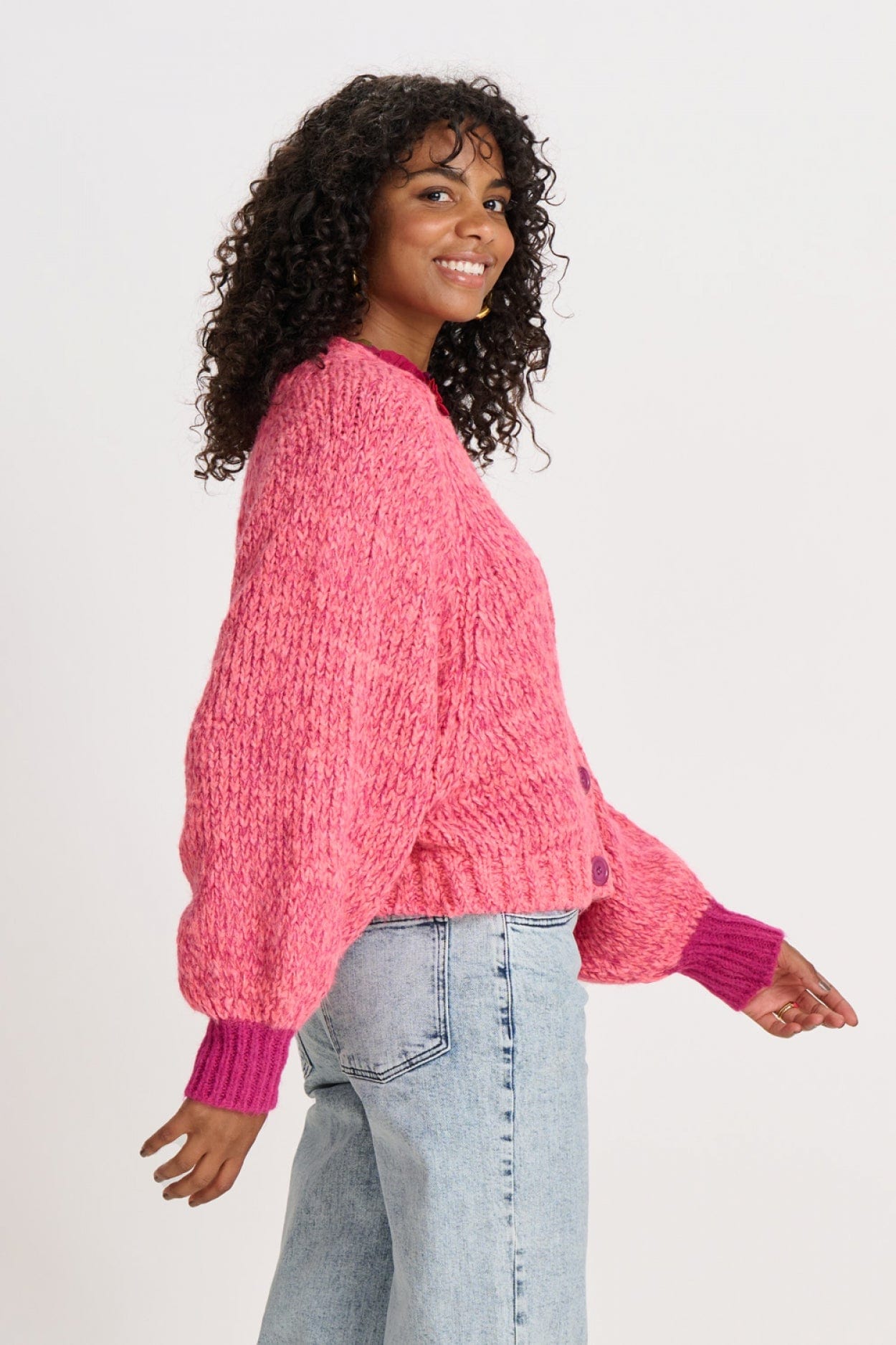 POM Amsterdam Cardigans CARDIGAN - Fiery Pink Melange