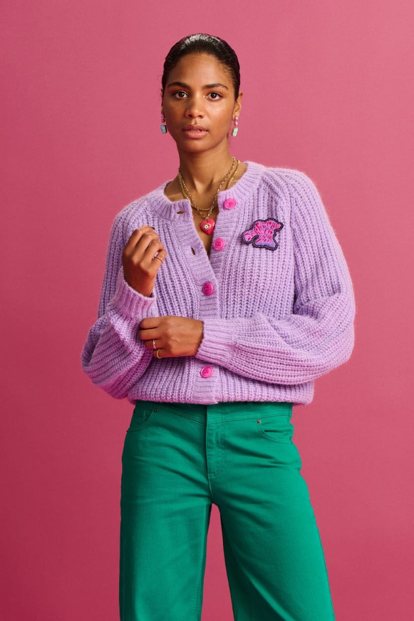 POM Amsterdam Cardigans Purple / 34 CARDIGAN - Orchid Bloom