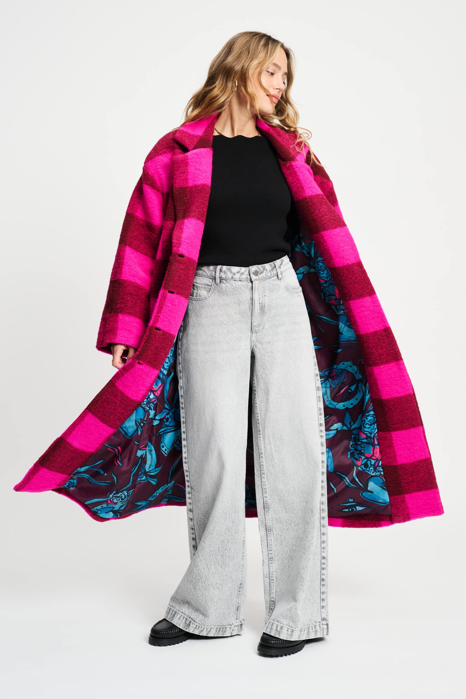 POM Amsterdam Coats VEST - Check Plum Pink