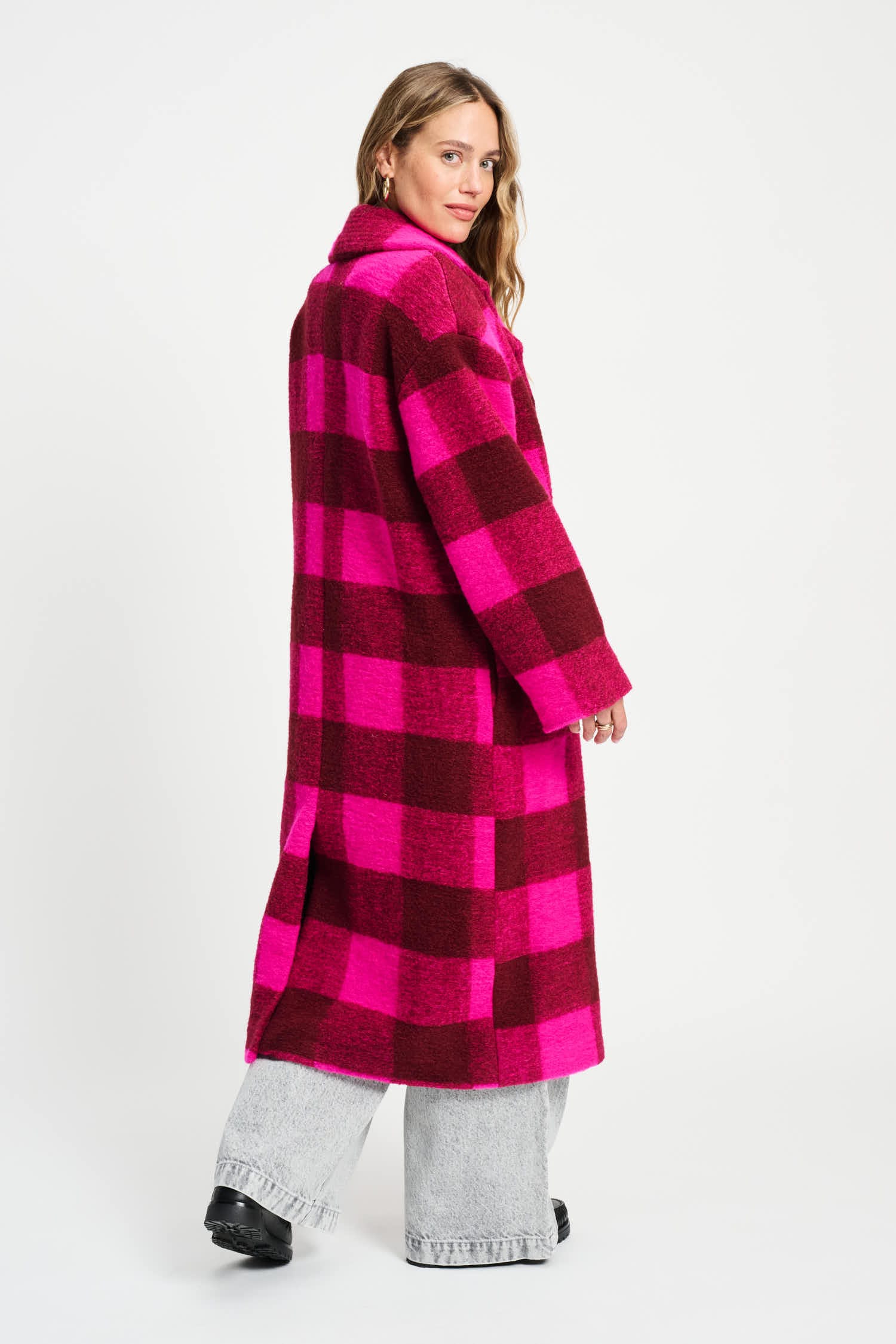 POM Amsterdam Coats VEST - Check Plum Pink