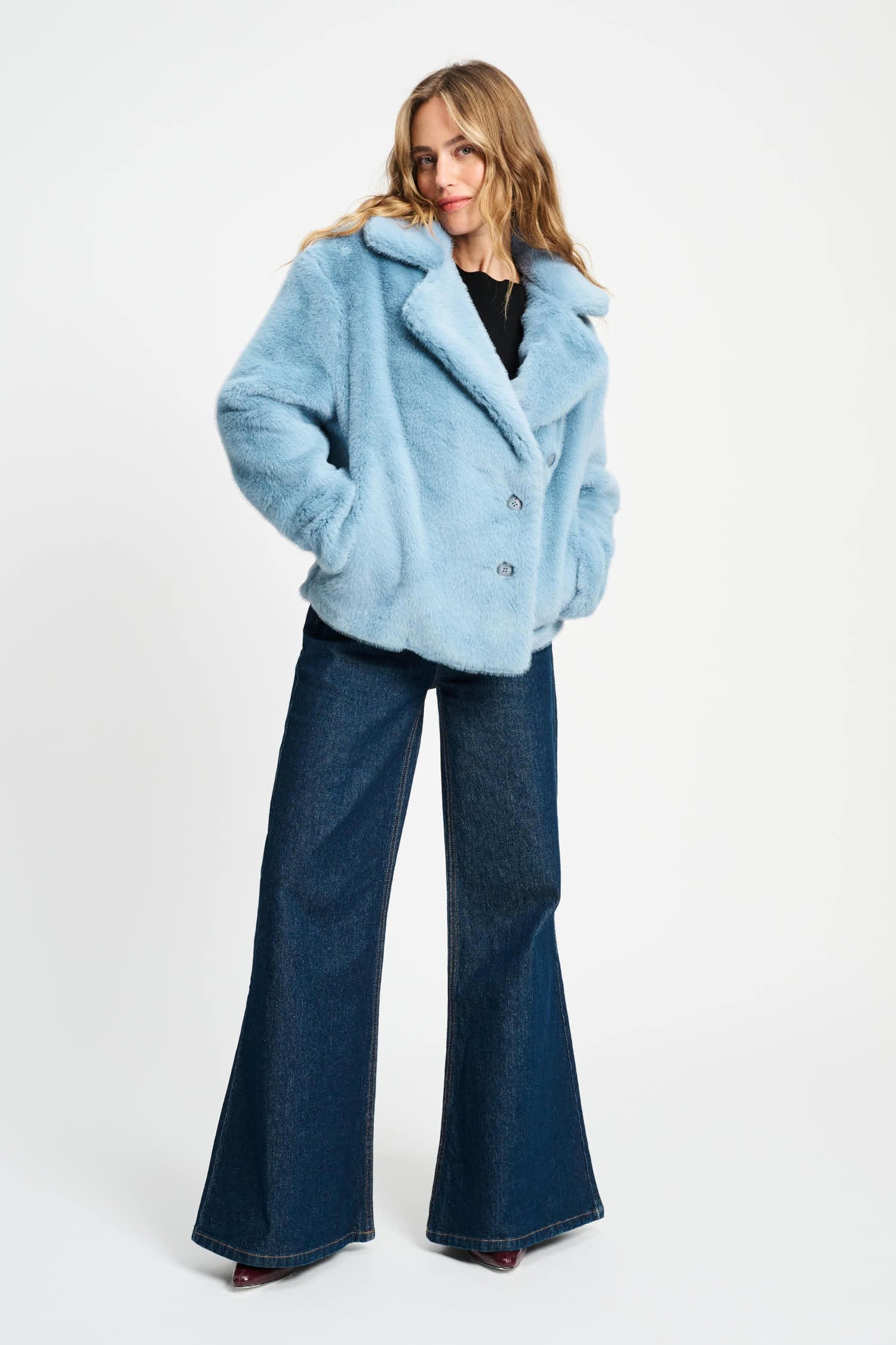 POM Amsterdam Coats VEST - Fur Misty Blue