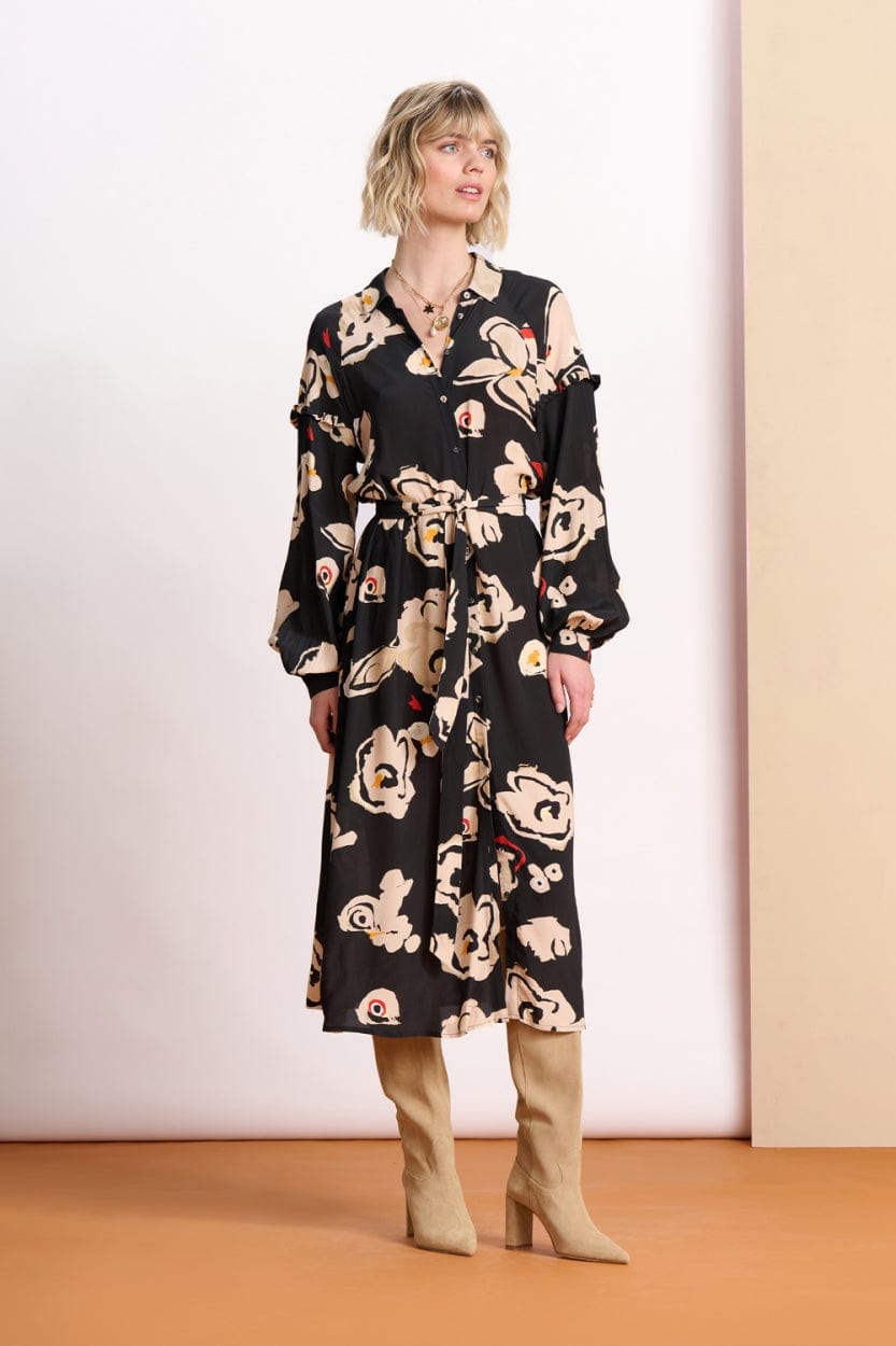 POM Amsterdam Dresses Black / 34 ROBE - Flower Glory Black