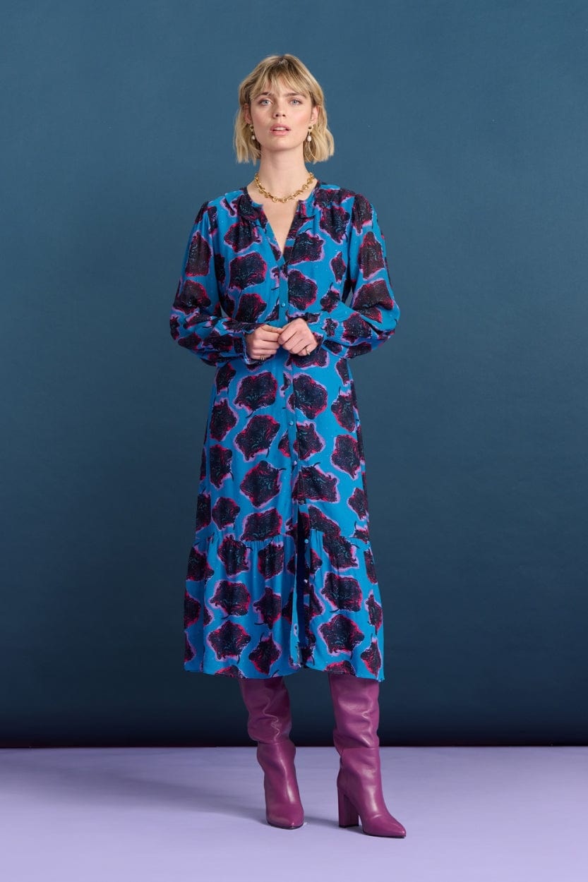 POM Amsterdam Dresses Blue / 34 ROBE - Flower Pop Blue
