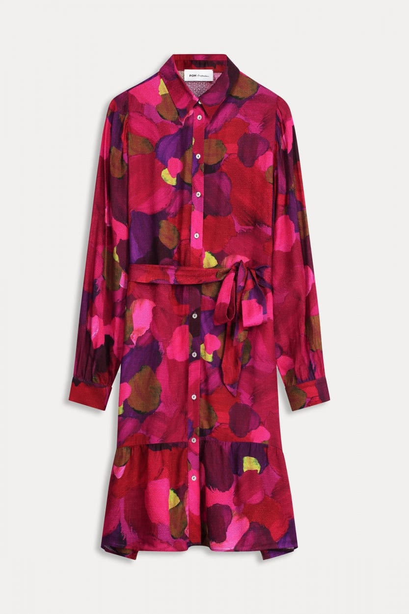 POM Amsterdam Dresses ROBE - Brushwork Fiery Pink