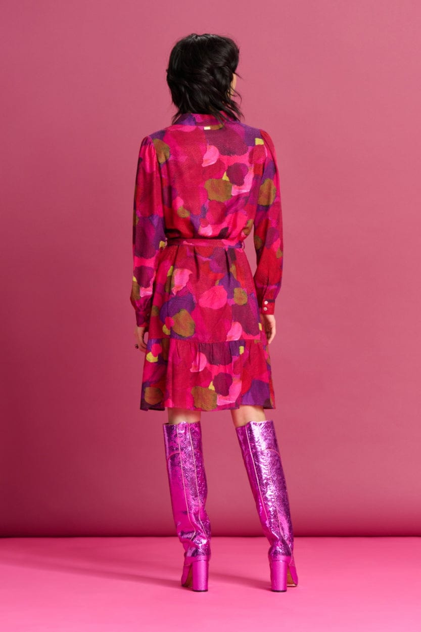 POM Amsterdam Dresses ROBE - Brushwork Fiery Pink