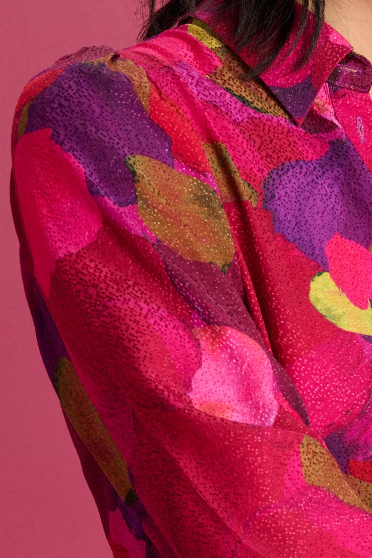 POM Amsterdam Dresses ROBE - Brushwork Fiery Pink