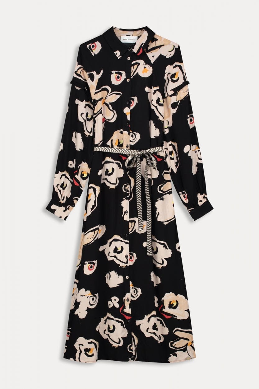 POM Amsterdam Dresses ROBE - Flower Glory Black