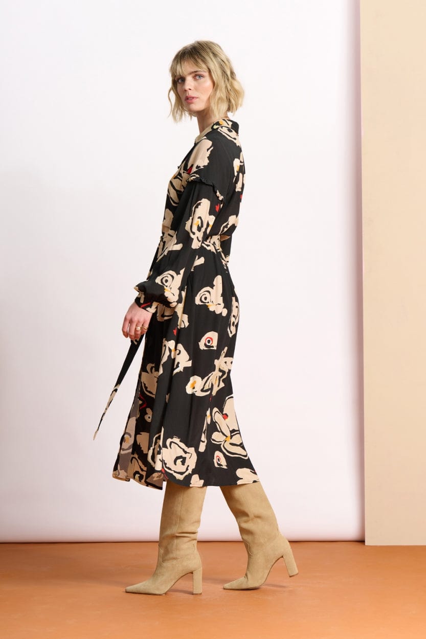 POM Amsterdam Dresses ROBE - Flower Glory Black