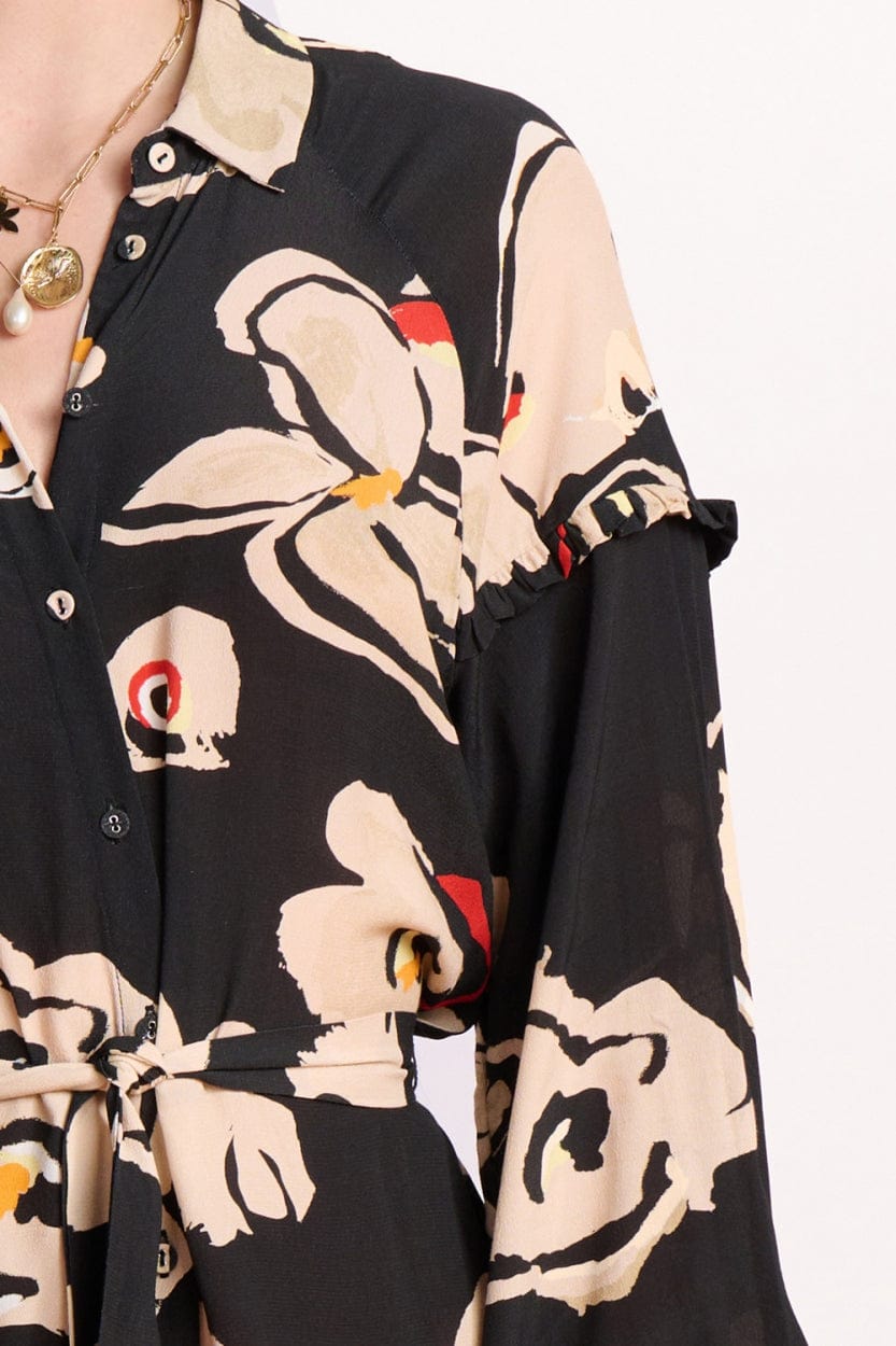 POM Amsterdam Dresses ROBE - Flower Glory Black