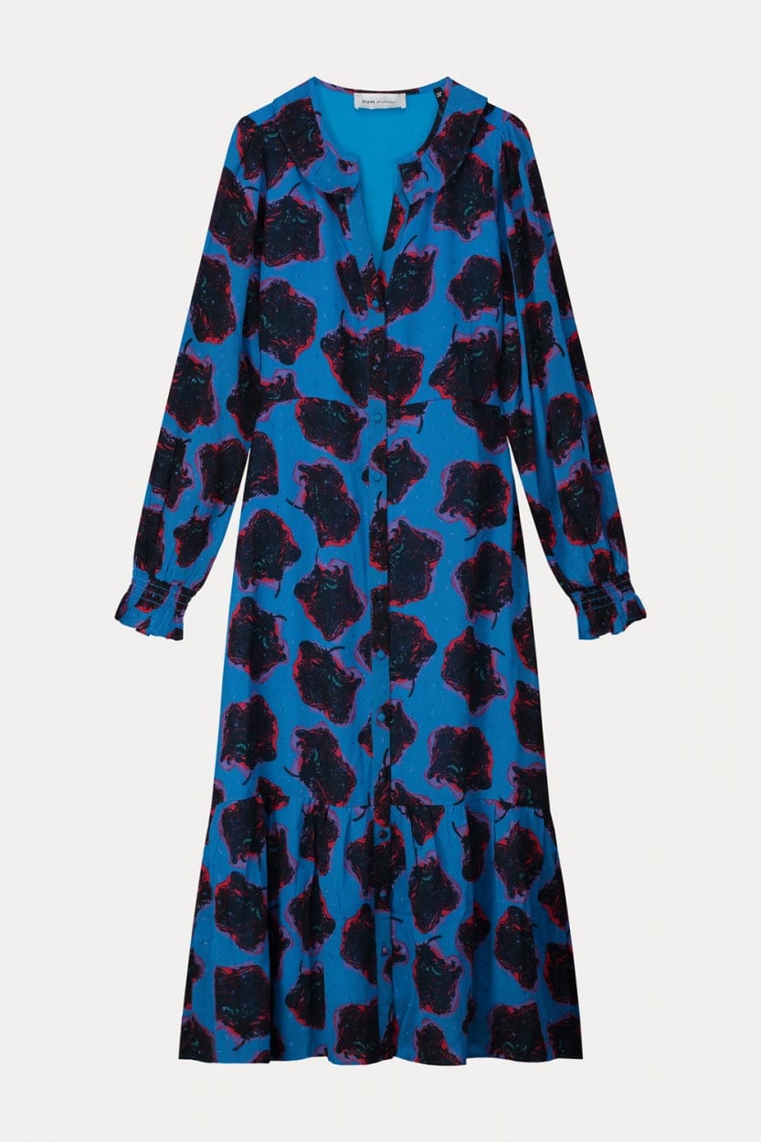 POM Amsterdam Dresses ROBE - Flower Pop Blue