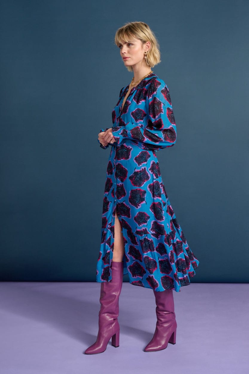 POM Amsterdam Dresses ROBE - Flower Pop Blue