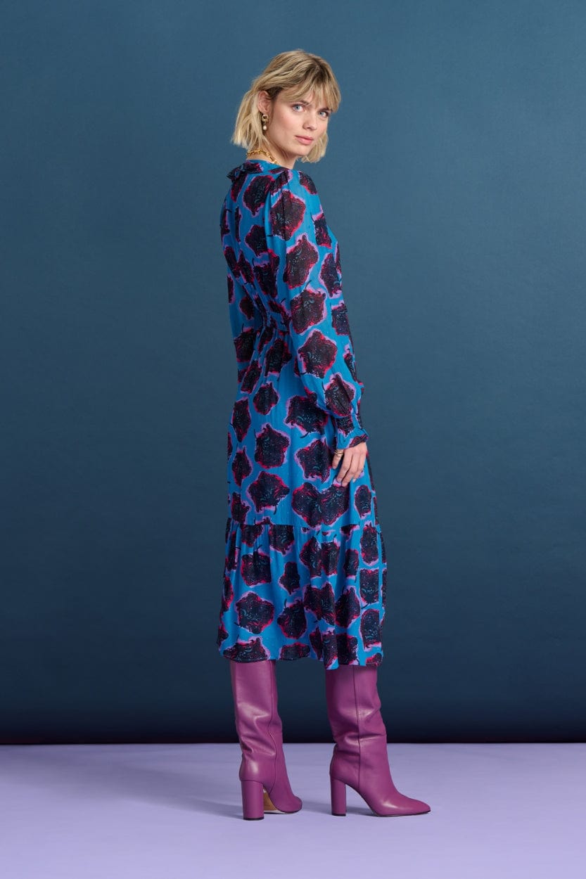 POM Amsterdam Dresses ROBE - Flower Pop Blue