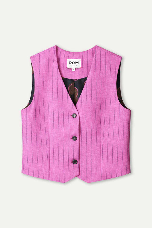 POM Amsterdam Gilets GILET - Rose Doux Striped