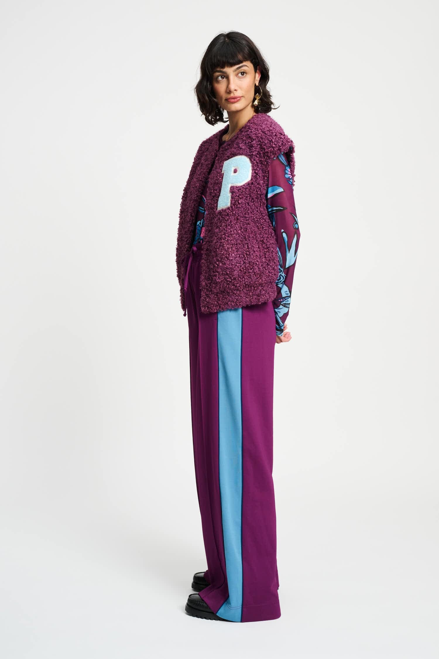 POM Amsterdam Gilets GILET - Teddy Baseball Plum