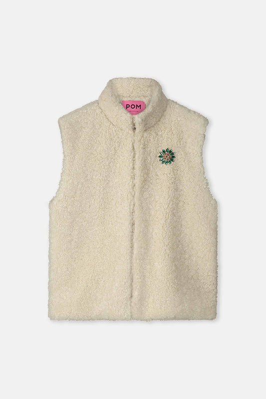POM Amsterdam Gilets GILET - Teddy Love Ecru