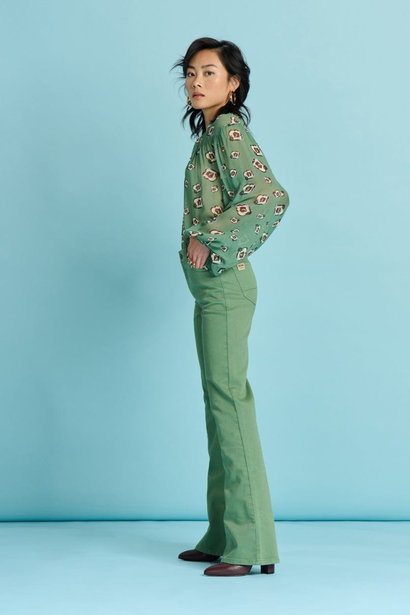 POM Amsterdam Jeans JEANS - Kate Flare Mythical Green