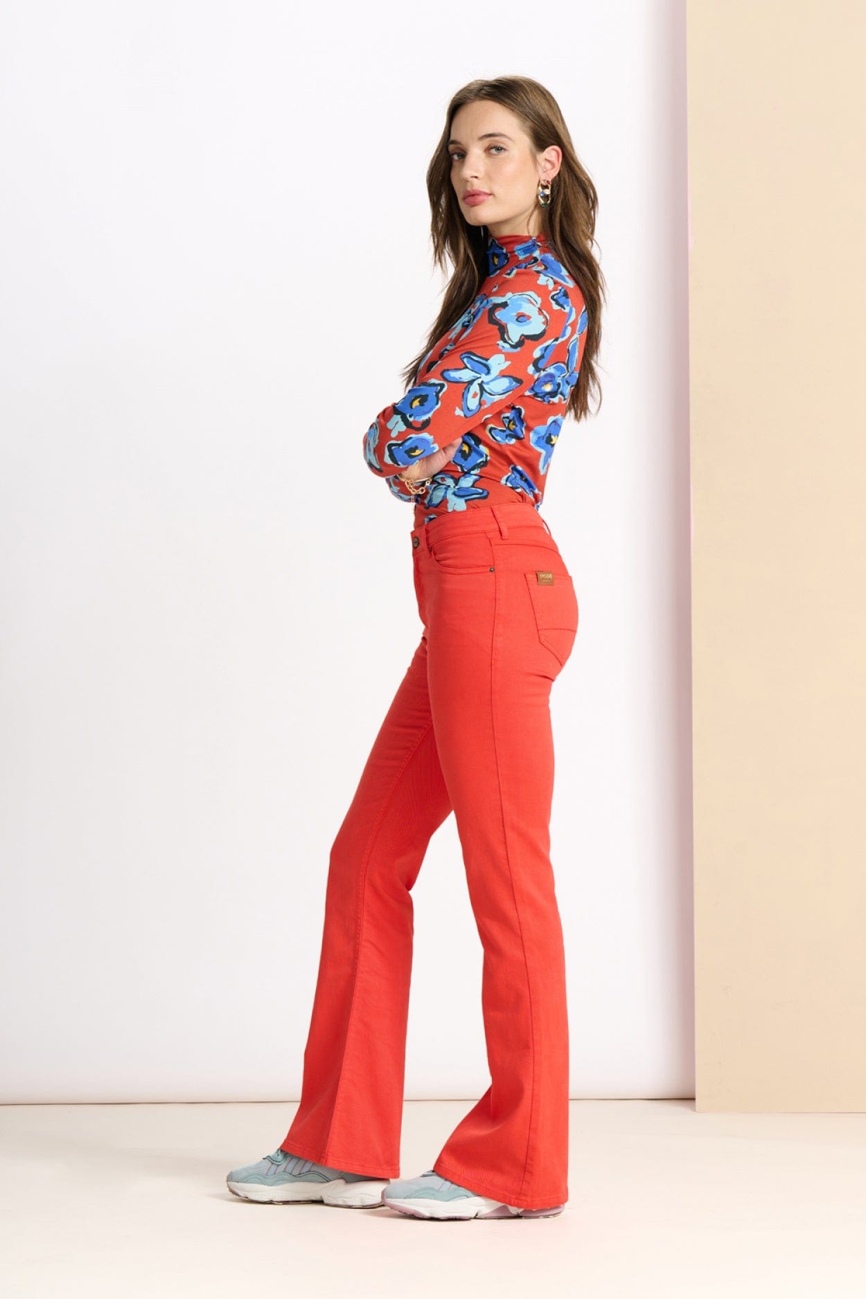 POM Amsterdam Jeans JEANS - Kate Flare Phoenix Red