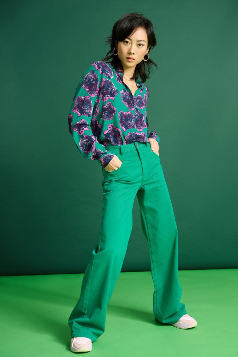 POM Amsterdam Jeans JEANS - Wide Leg Jade Green