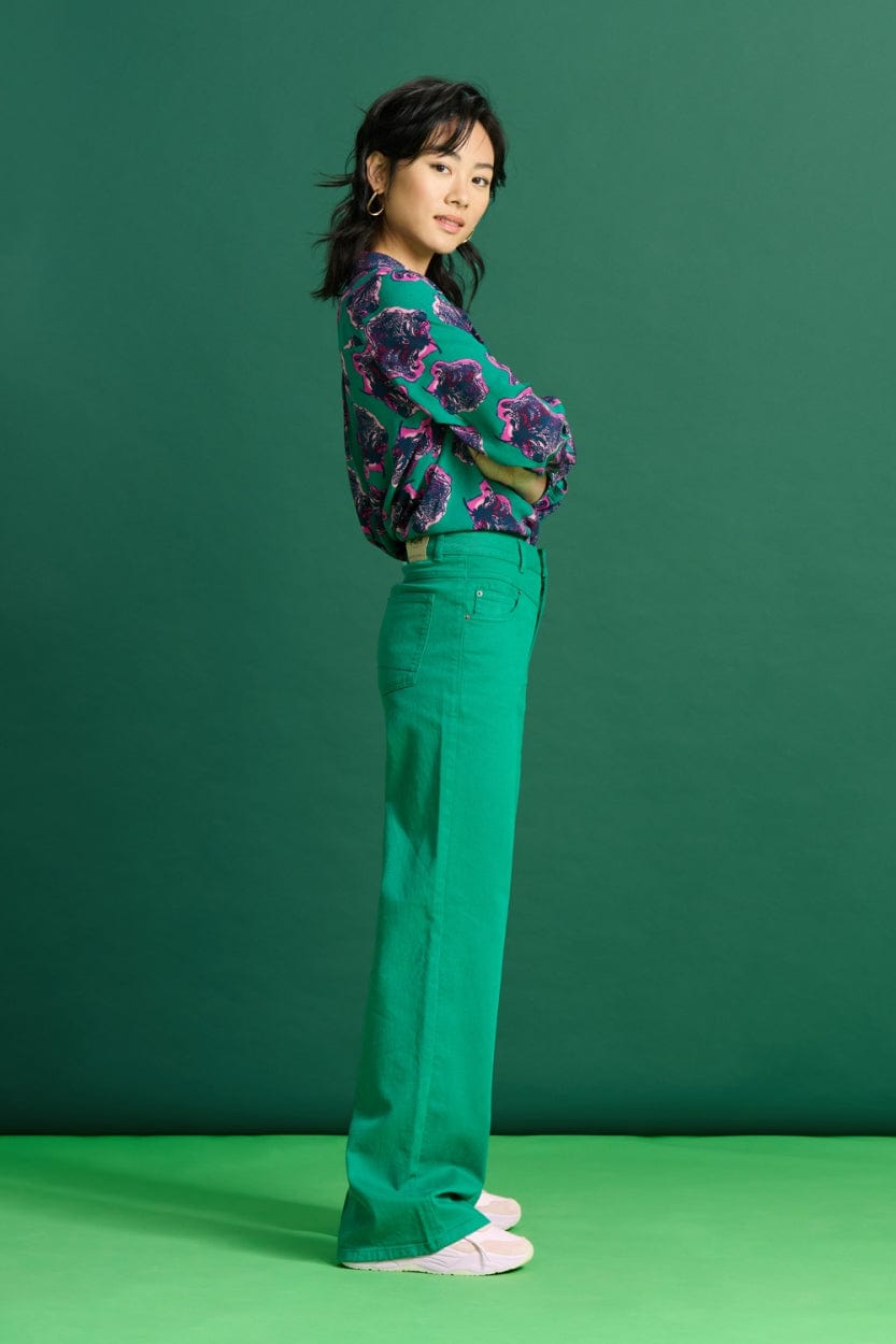 POM Amsterdam Jeans JEANS - Wide Leg Jade Green