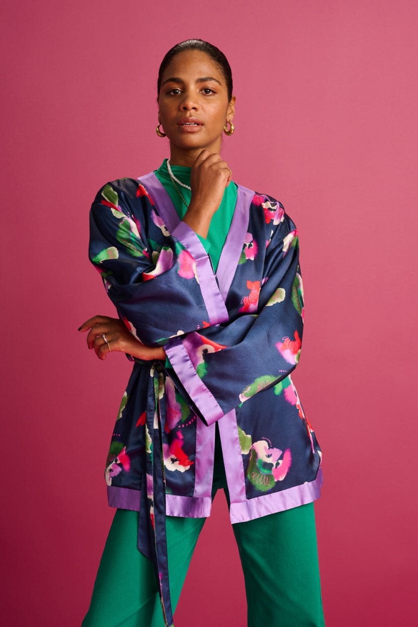 POM Amsterdam Kimono Blue / OS KIMONO - Violets