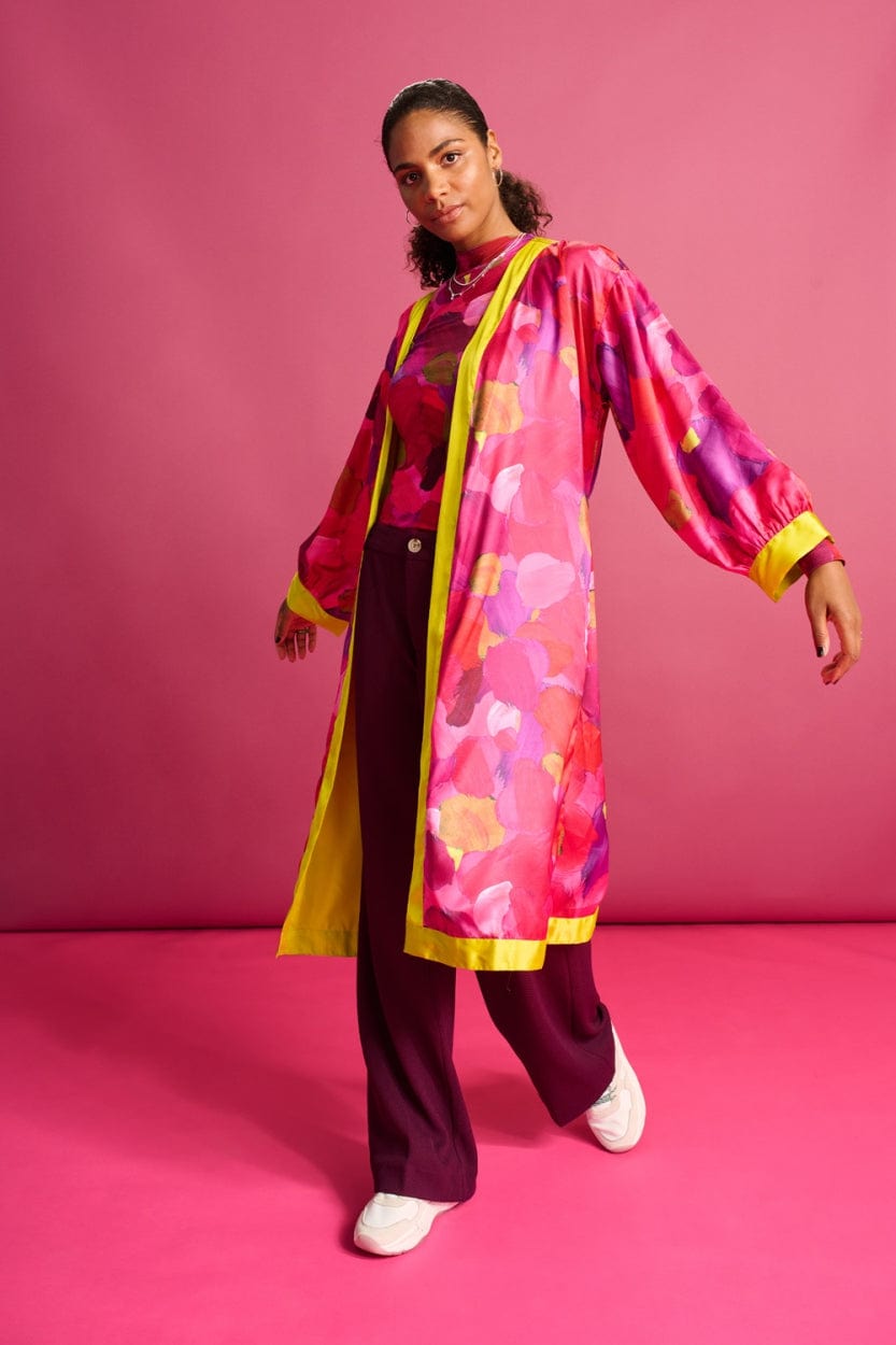 POM Amsterdam Kimono Pink / OS KIMONO - Brushwork Fiery Pink