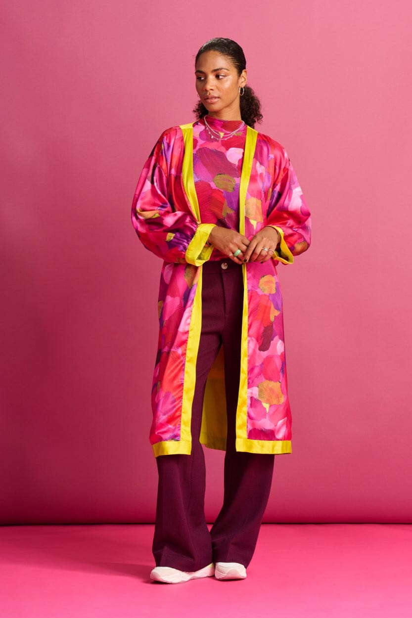 POM Amsterdam Kimono Pink / OS KIMONO - Brushwork Fiery Pink