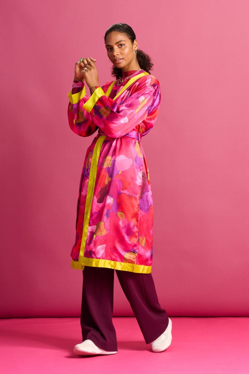 POM Amsterdam Kimono Pink / OS KIMONO - Brushwork Fiery Pink