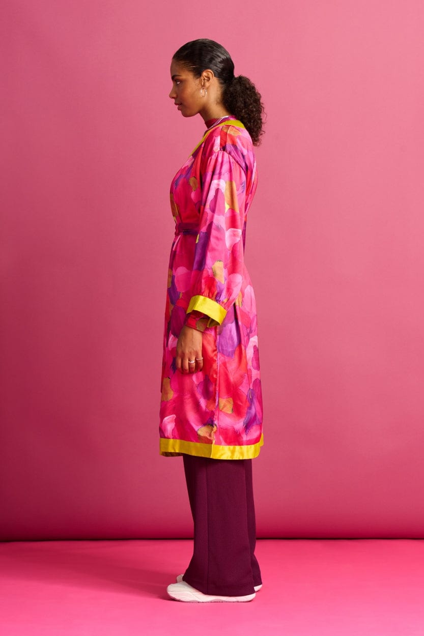 POM Amsterdam Kimono Pink / OS KIMONO - Brushwork Fiery Pink