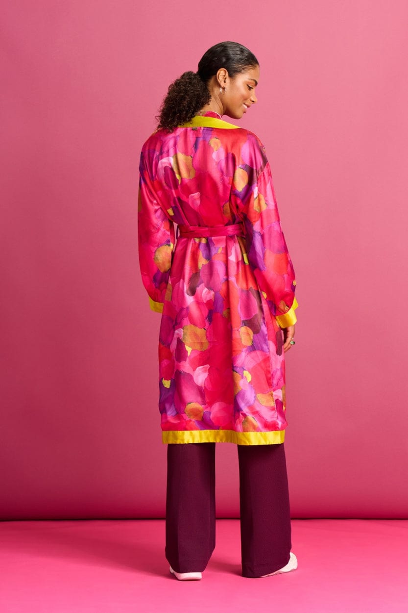POM Amsterdam Kimono Pink / OS KIMONO - Brushwork Fiery Pink