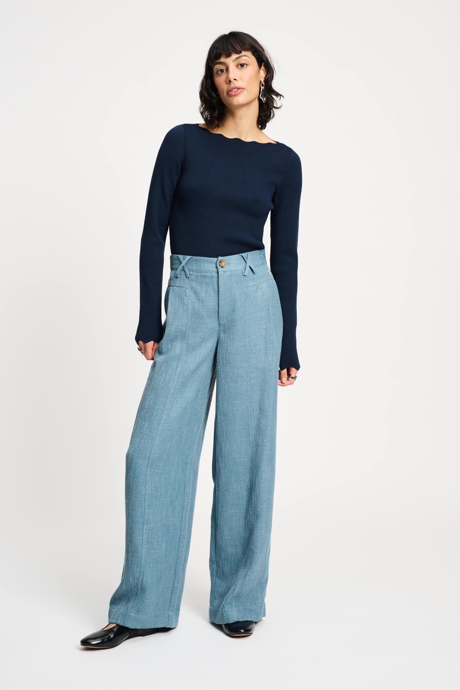 POM Amsterdam Pants Blue / 34 PANTALON - Bouclé Dawn Blue