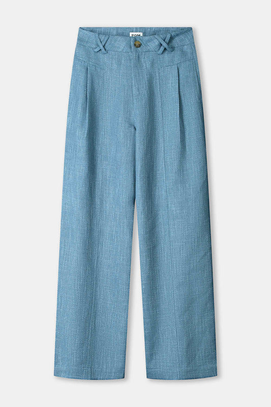 POM Amsterdam Pants PANTALON - Bouclé Dawn Blue